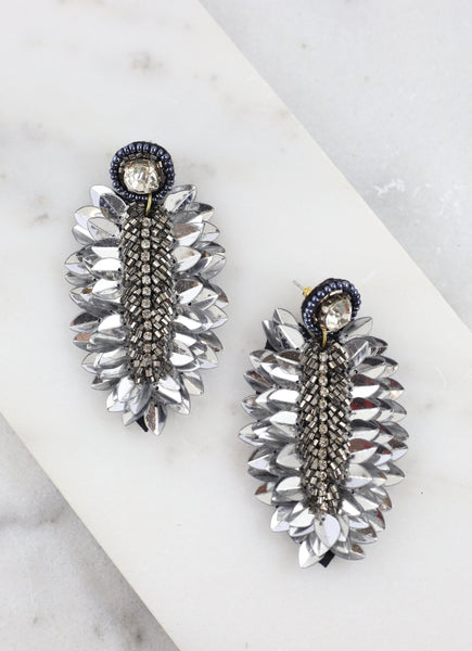 City Sparkles Fontaine Embellished Leaf Earrings