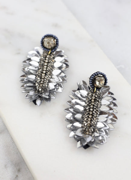 City Sparkles Fontaine Embellished Leaf Earrings
