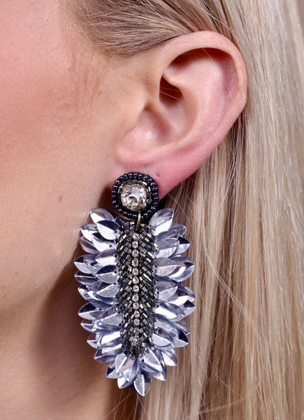 City Sparkles Fontaine Embellished Leaf Earrings