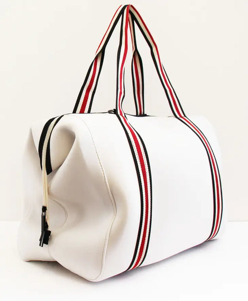 The Cassie Weekender Oxford Collection-Beige With Red Stripe