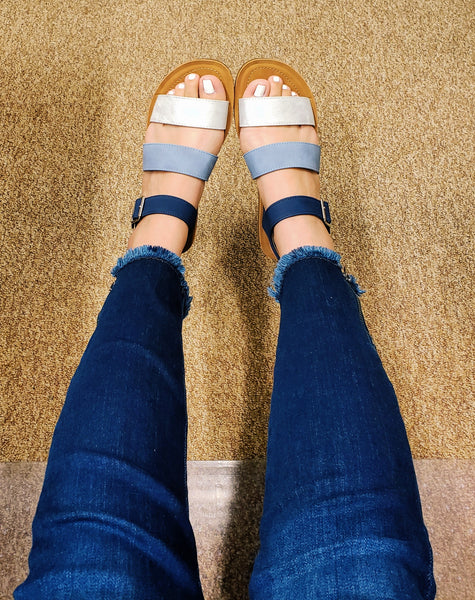 "A Denim Dream Come True" Sandals-Shades of Blue