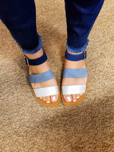"A Denim Dream Come True" Sandals-Shades of Blue