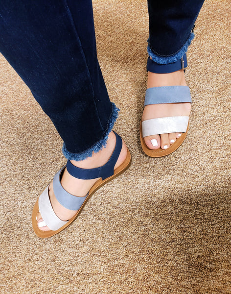 "A Denim Dream Come True" Sandals-Shades of Blue