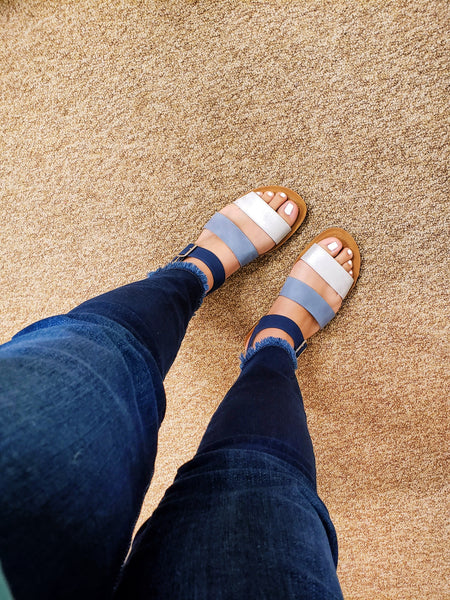 "A Denim Dream Come True" Sandals-Shades of Blue
