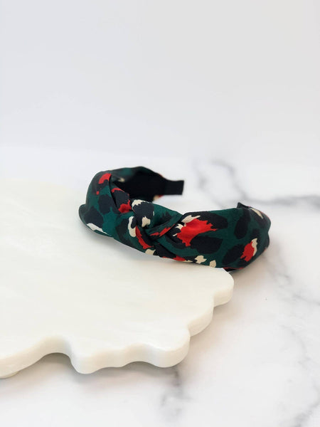 Satin Leopard Top Knot Headband