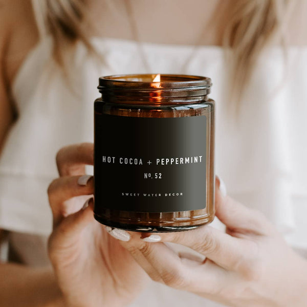 Hot Cocoa + Peppermint Soy Candle | Amber Jar Candle