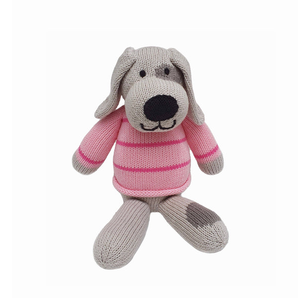 Handmade Valentine Puppy Dog- Pink Sweater