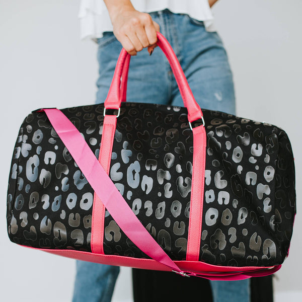Tori Travel Duffel Bag- Black Leopard