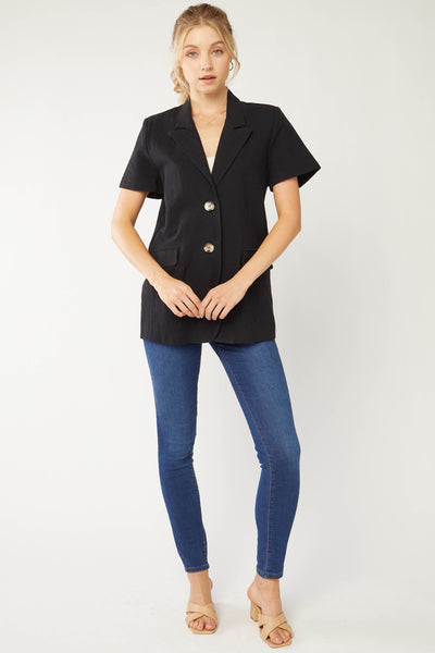 Self Starter Linen Jacket- Black