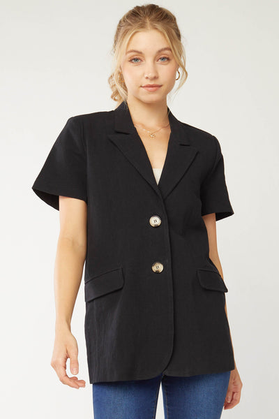 Self Starter Linen Jacket- Black