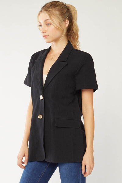 Self Starter Linen Jacket- Black