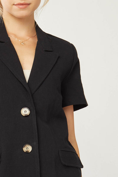 Self Starter Linen Jacket- Black