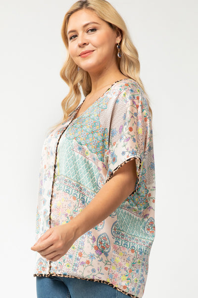 Mint Kisses & Fresh Roses Satin Shift Top