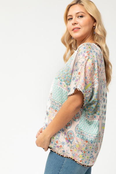 Mint Kisses & Fresh Roses Satin Shift Top