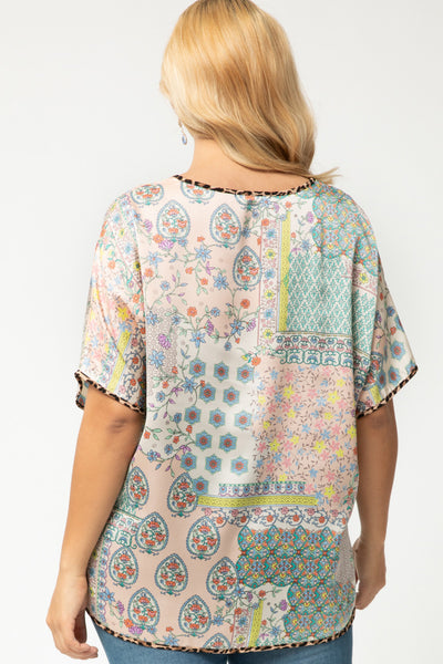 Mint Kisses & Fresh Roses Satin Shift Top