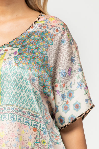 Mint Kisses & Fresh Roses Satin Shift Top