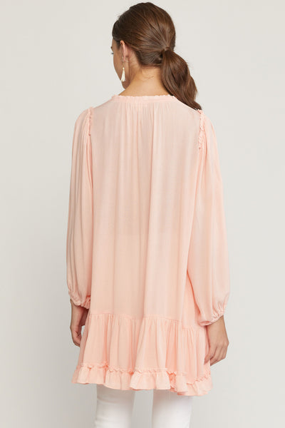 Call It A Crush Ruffled Tunic Top in Blush