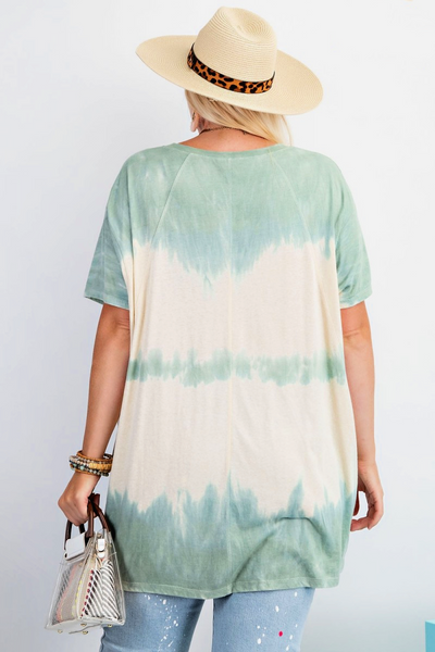 Sundays Spent At The Cafe Tie Dye Sage Top