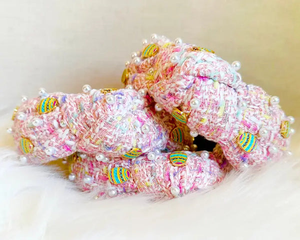 Pink Tweed Easter Headband