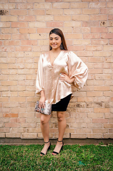 Flying First Class Champagne Shift Top