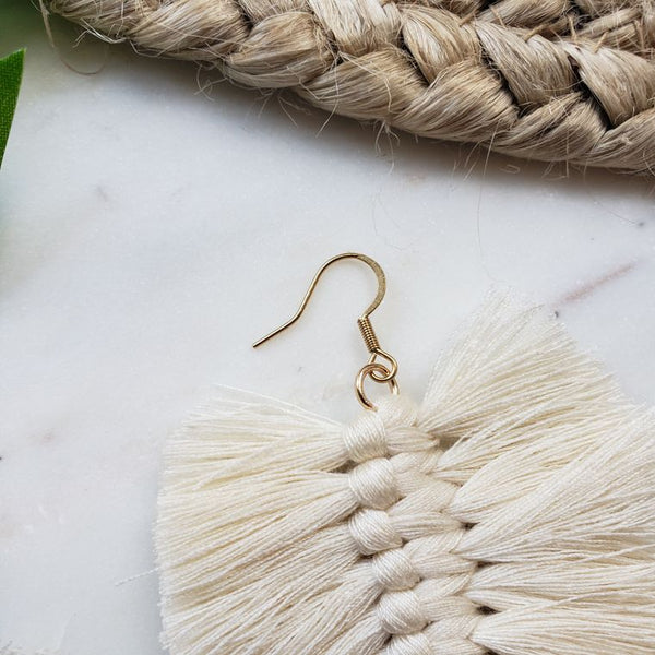 Boho Fringe Earrings- Natural