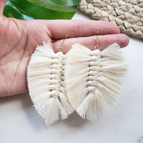 Boho Fringe Earrings- Natural