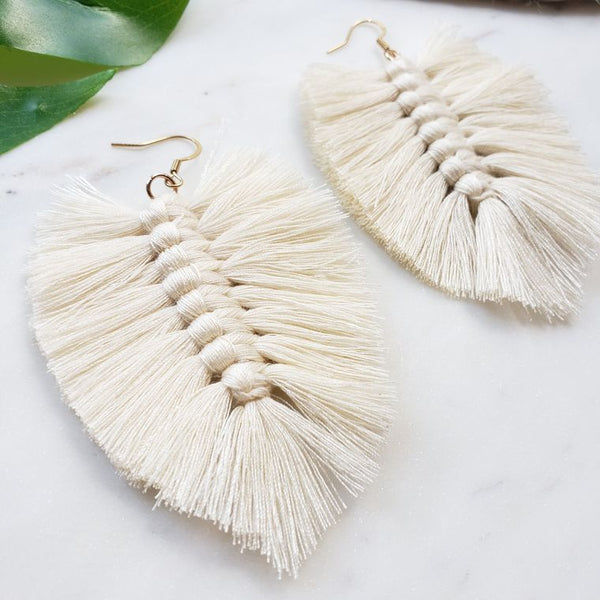 Boho Fringe Earrings- Natural