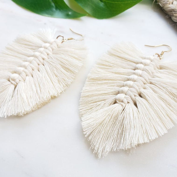 Boho Fringe Earrings- Natural