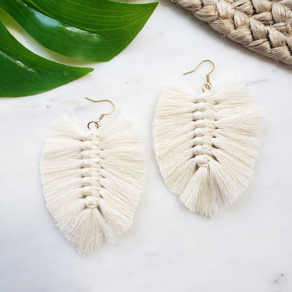 Boho Fringe Earrings- Natural