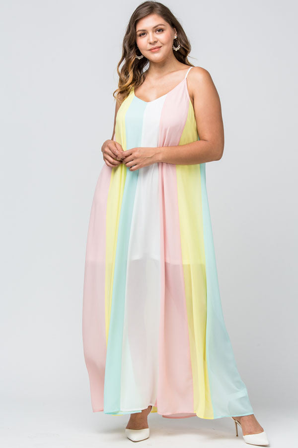 Pastel striped maxi dress Clearance