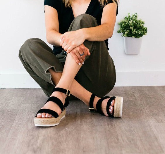 "The Lola" Black Espadrille Sandals