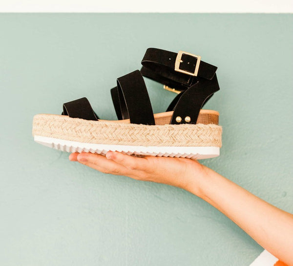 "The Lola" Black Espadrille Sandals