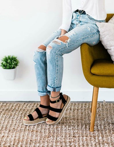 "The Lola" Black Espadrille Sandals