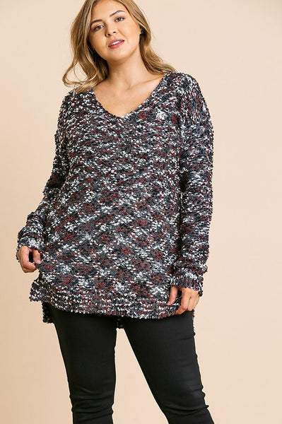 Lounging At The Lodge Tunic Sweater- Slate Mix