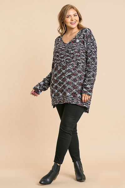 Lounging At The Lodge Tunic Sweater- Slate Mix