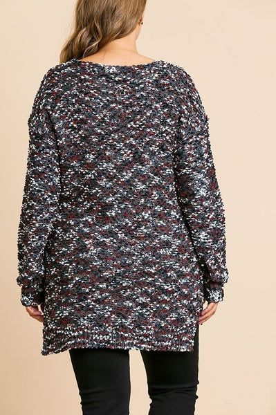 Lounging At The Lodge Tunic Sweater- Slate Mix