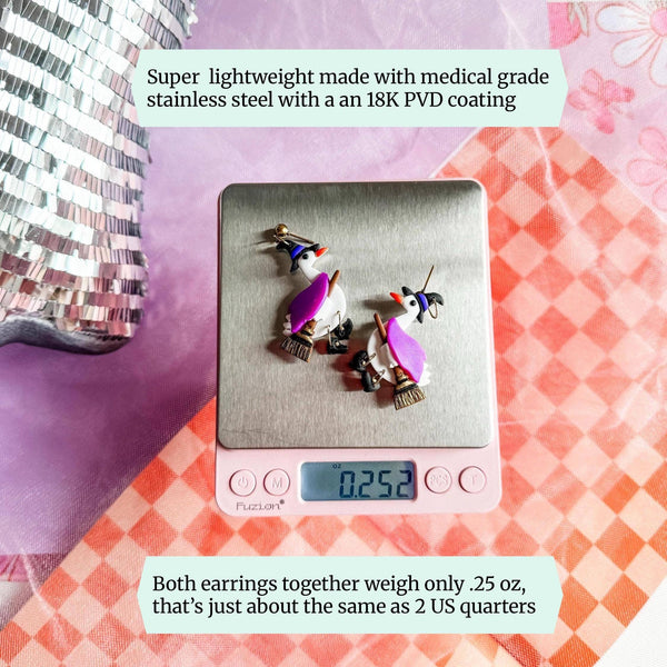Witch Goose Clay Earrings