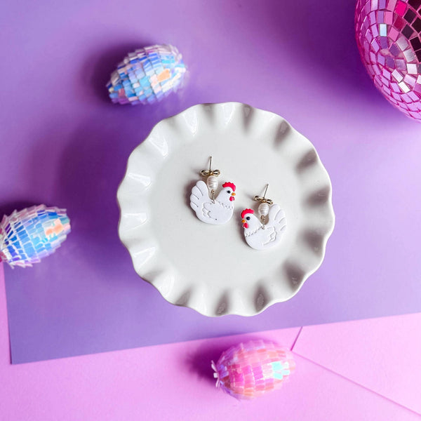 Chicken Earrings | Handmade Clay | Farm Animal