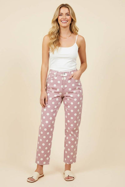 HP40176 Polka Dot High Rise Straight Leg Pants