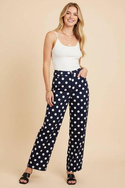 HP40176 Polka Dot High Rise Straight Leg Pants