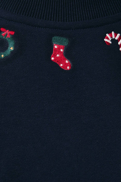 Subtle and Sweet Christmas Embroidered Collar Sweater