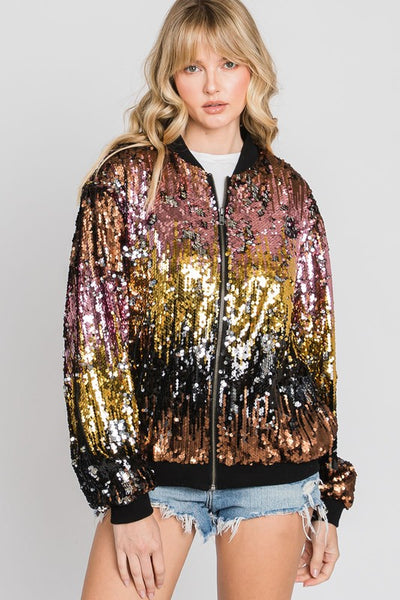 Into the Night Sequin Bomber Jacket