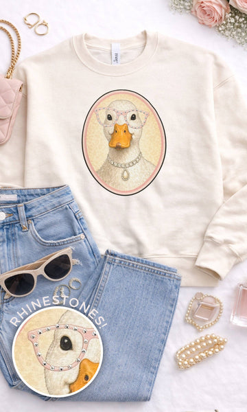 Glam Goose Rhinestone Graphic Sweatshirt