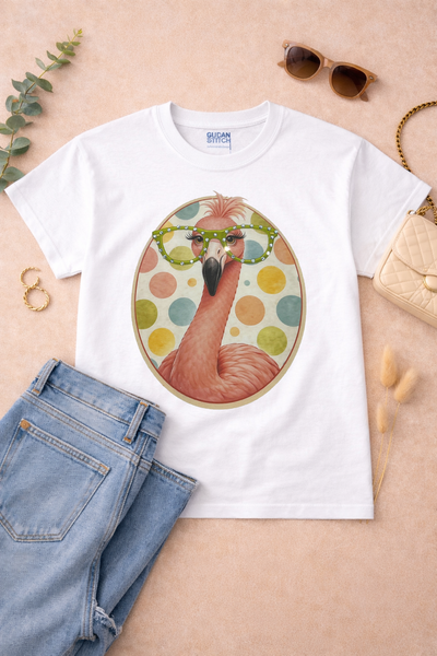 Glam Flamingo Rhinestone Graphic T-Shirt