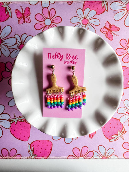 Colorful Beaded Paint Brush Earrings