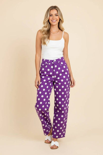 HP40176 Polka Dot High Rise Straight Leg Pants