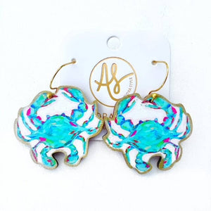 Beach Vibes Blue Crab Earring