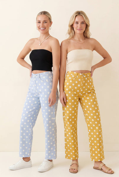 HP40176 Polka Dot High Rise Straight Leg Pants