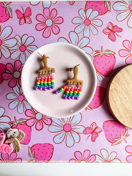 Colorful Beaded Paint Brush Earrings