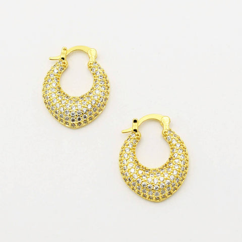 Pave Gold Loop Earrings